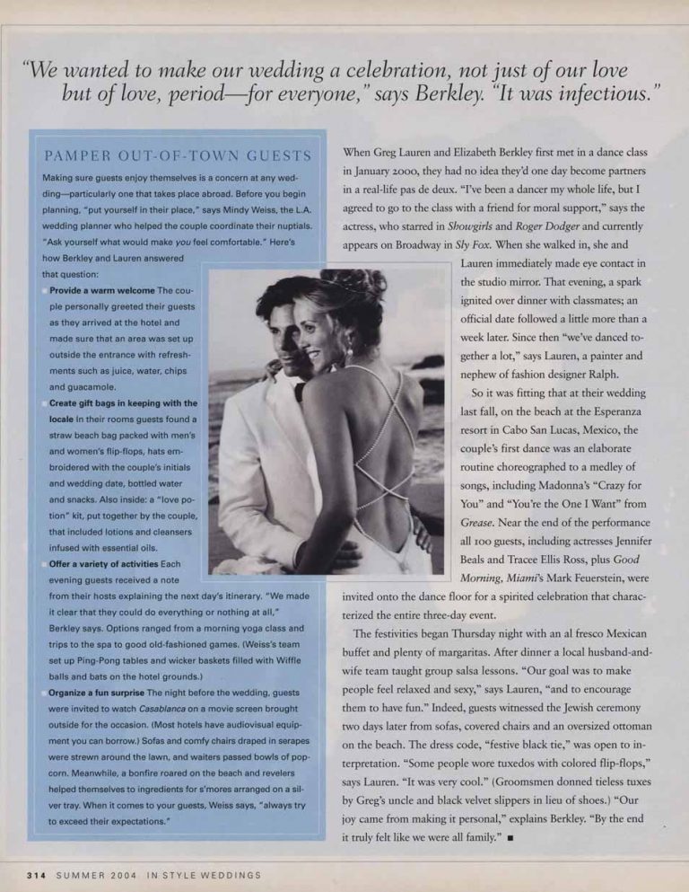 INSTYLE – ELIZABETH BERKLEY & GREG LAUREN - LARA PORZAK